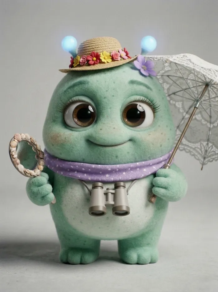 Nubi con sombrero de flores